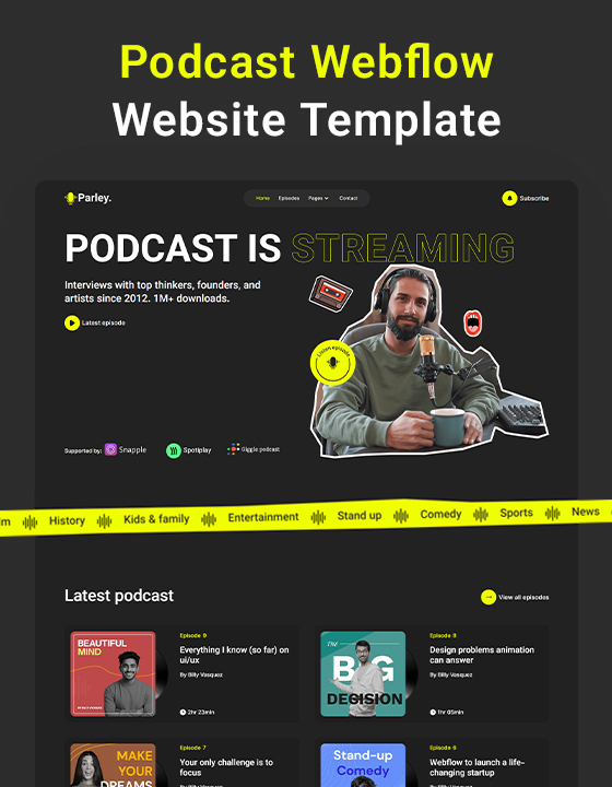 dark mode podcast website template