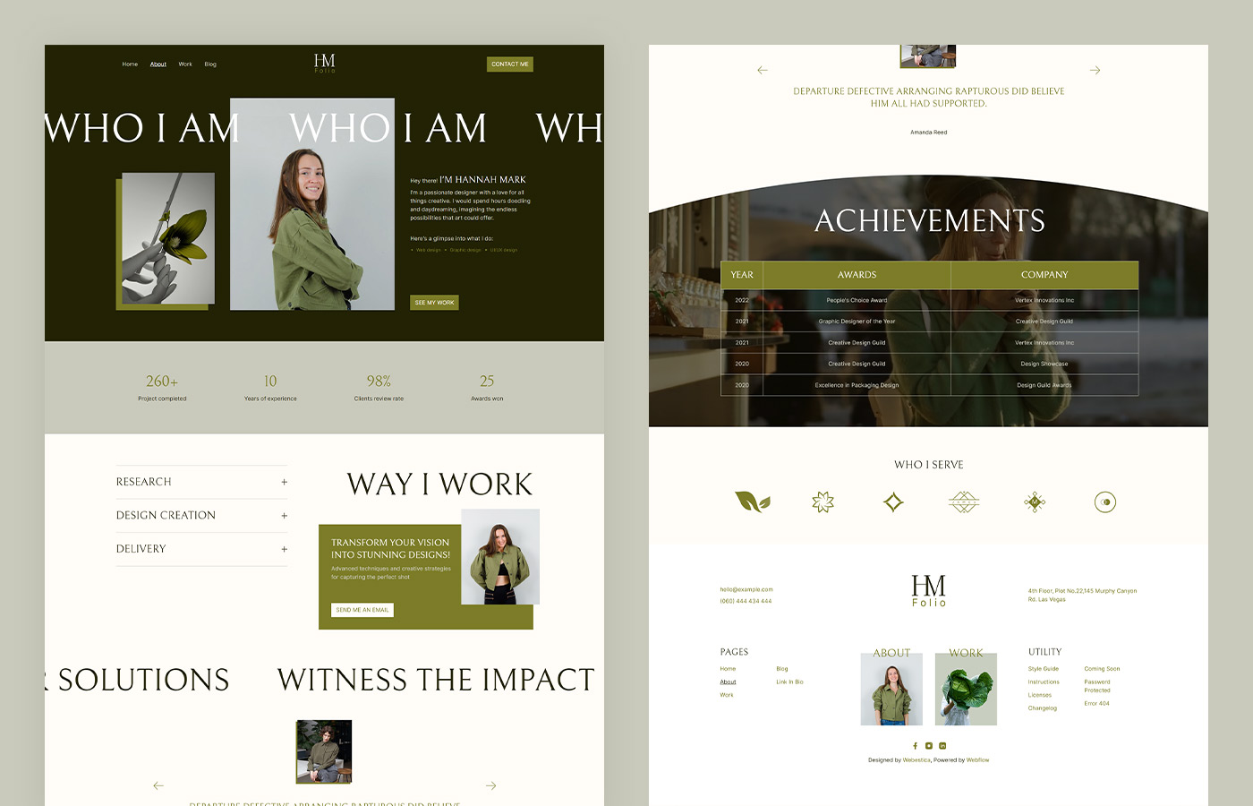 one page personal website template