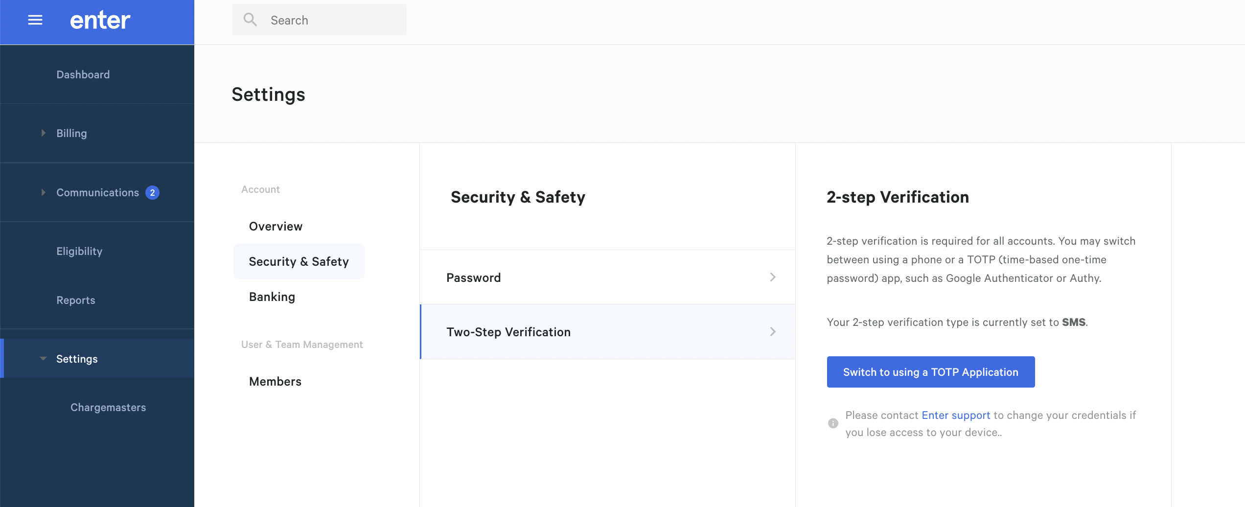 Sign in to your Enter Dashboard with Google Authenticator