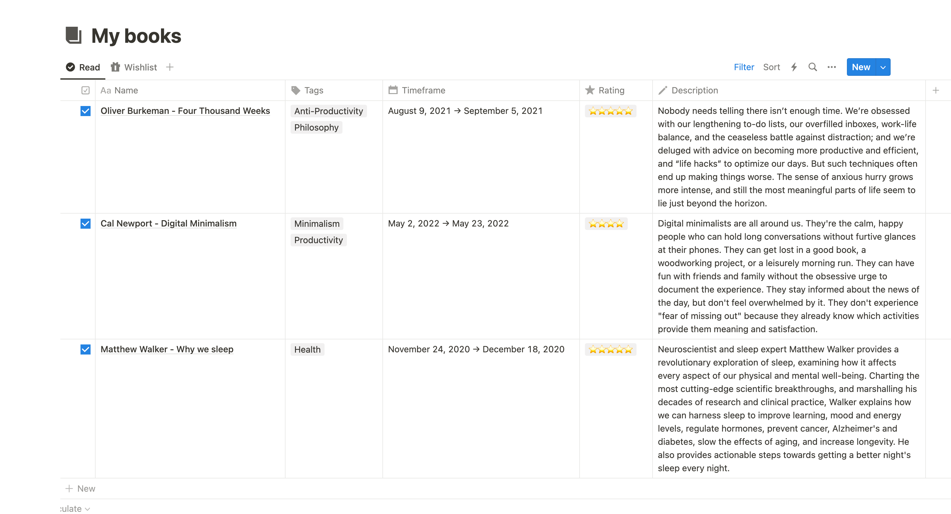 Notion book tracker template