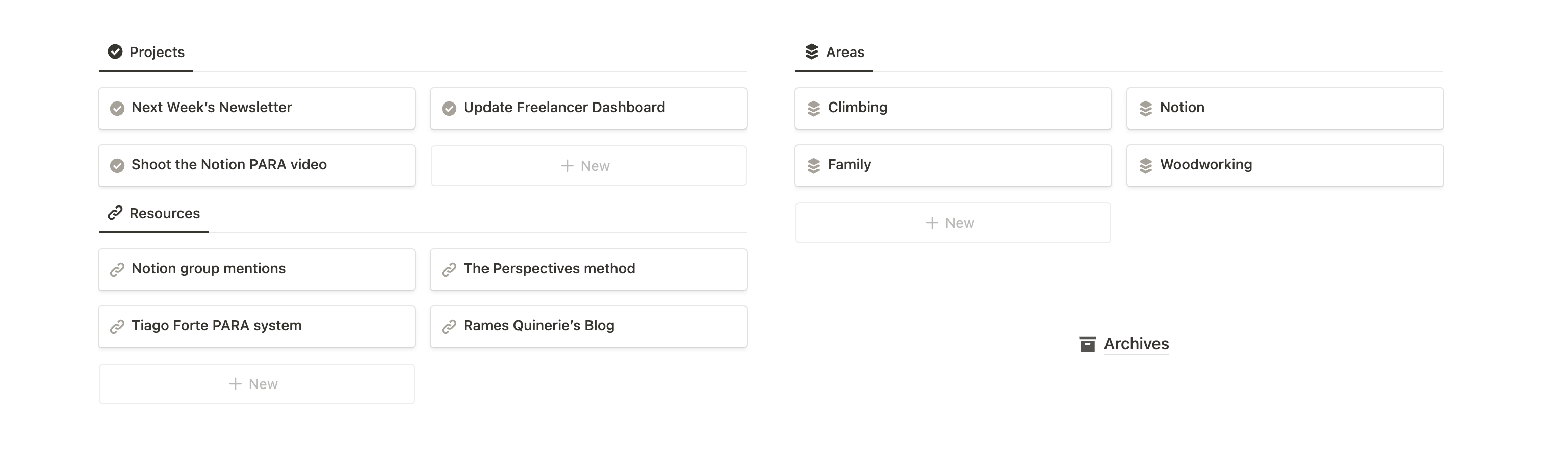 Notion PARA Method Layout