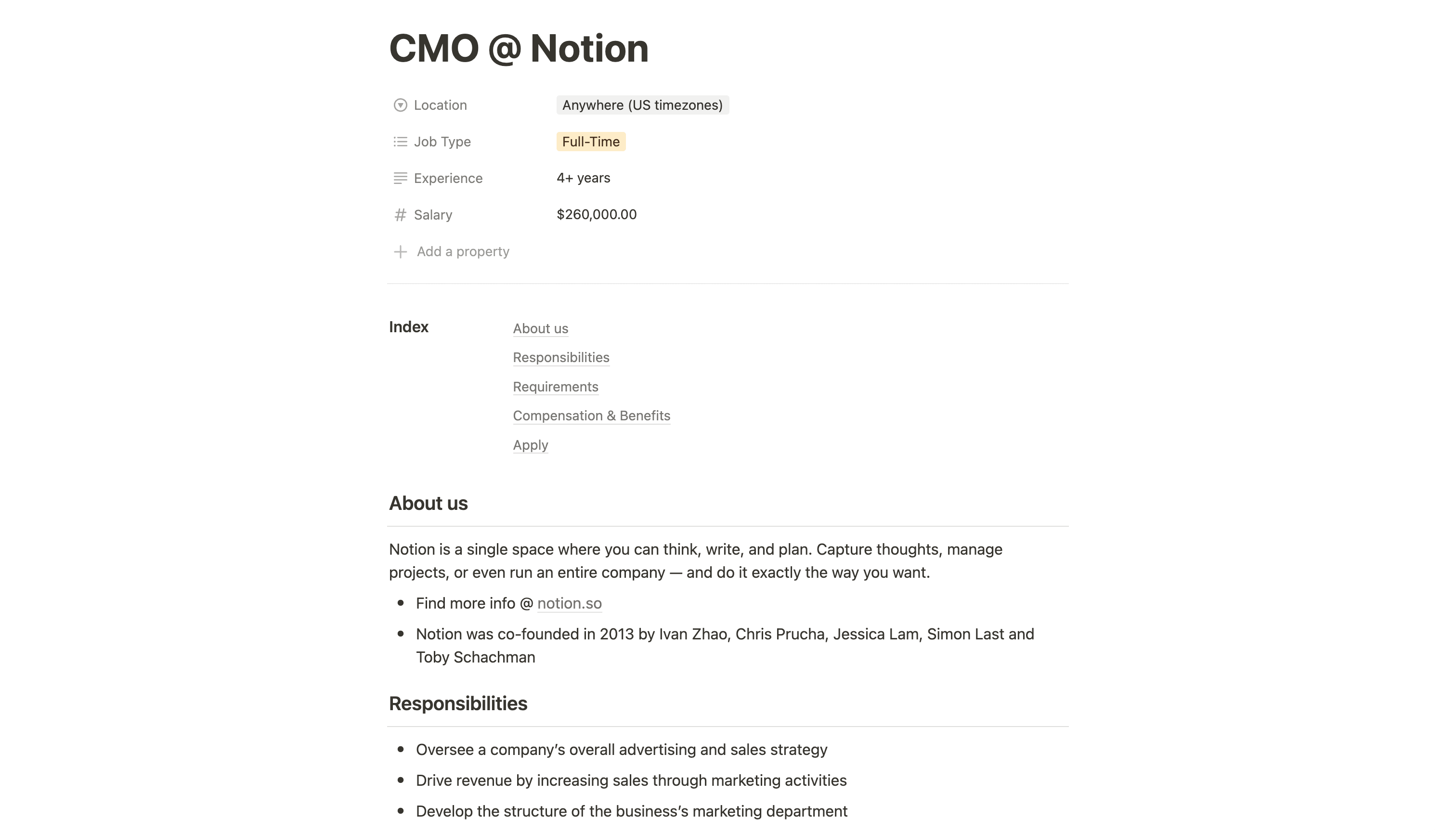 Notion Job Description Template