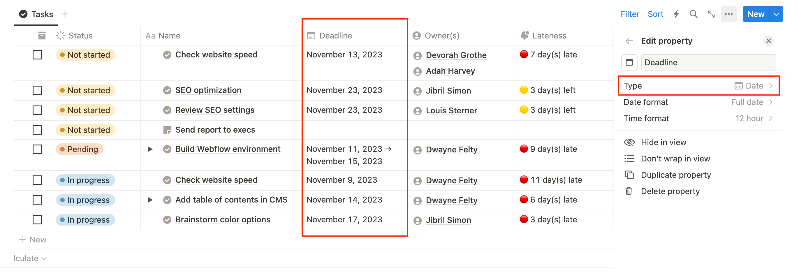 Add a date property to your Notion database