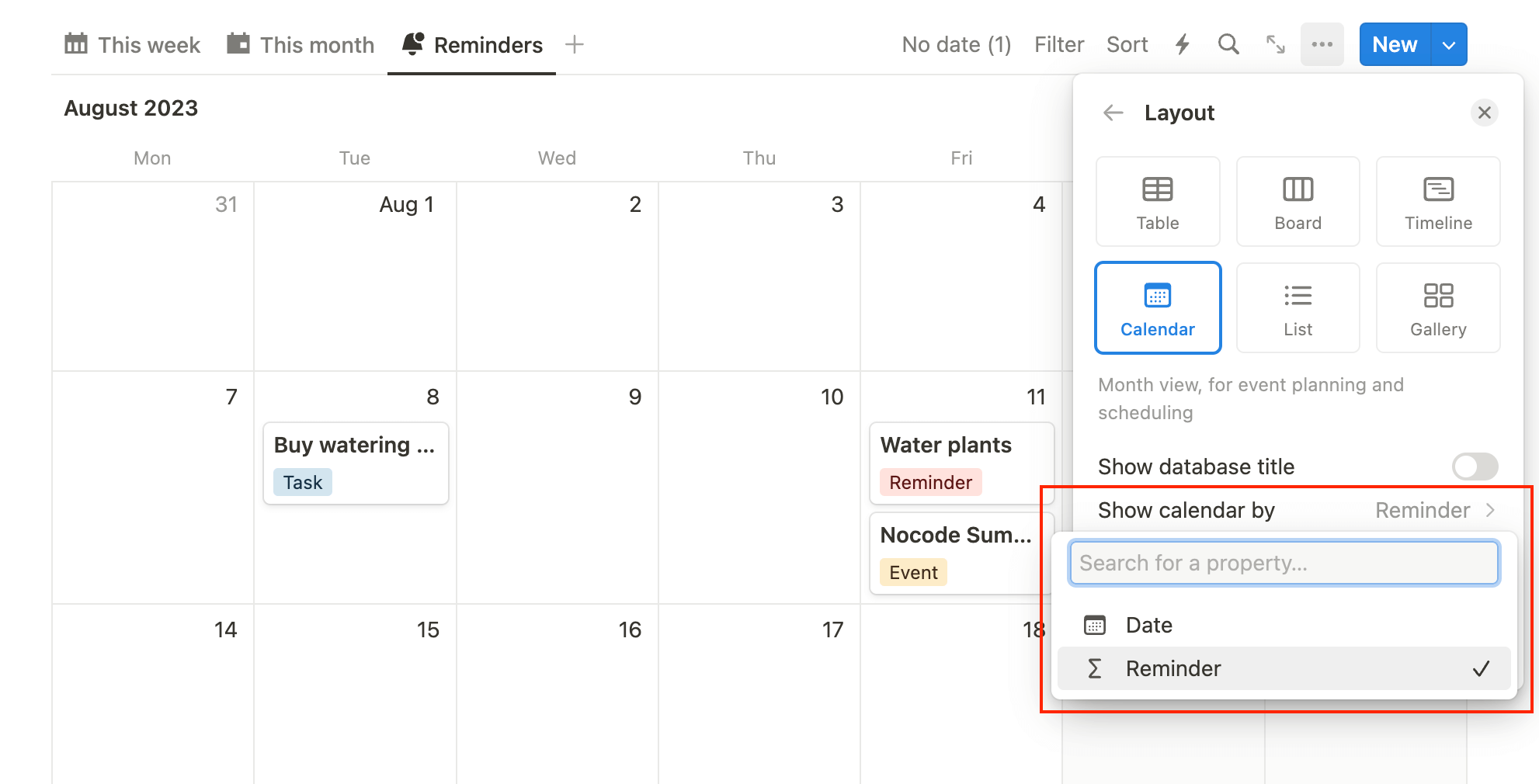 Afficher plusieurs propriétés de date différentes dans le calendrier Notion