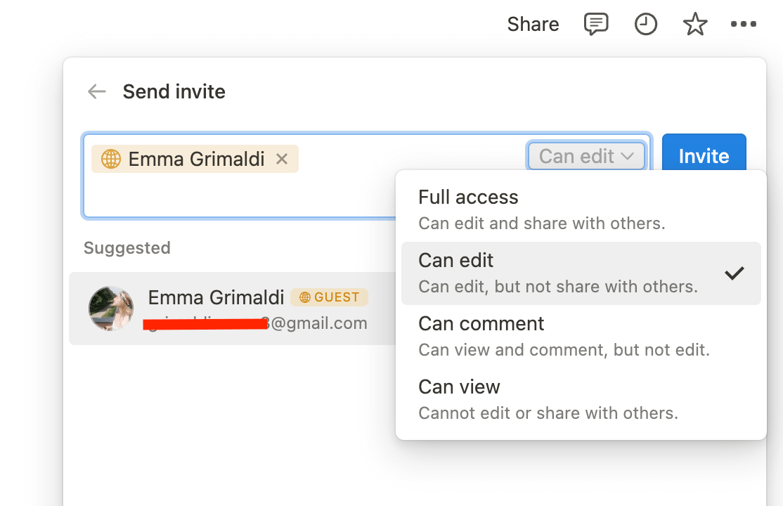 share a notion page with someone