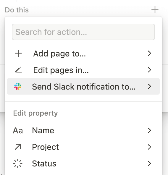 Notion send Slack notification automation