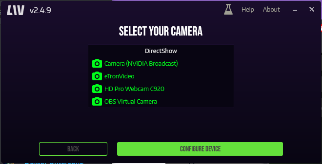 LIV Quest on PC Camera Selection