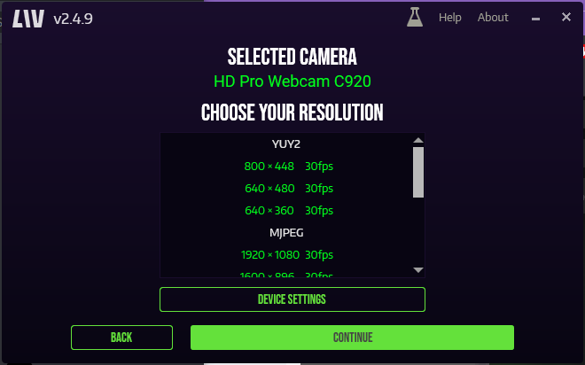 LIV Quest on PC Resolution Selection