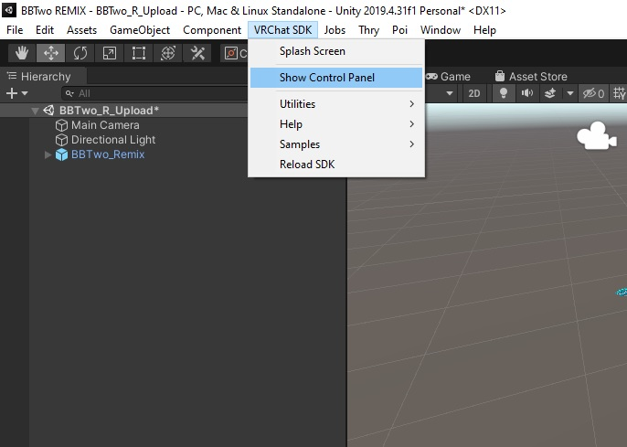 open VRChat SDK control panel in Unity
