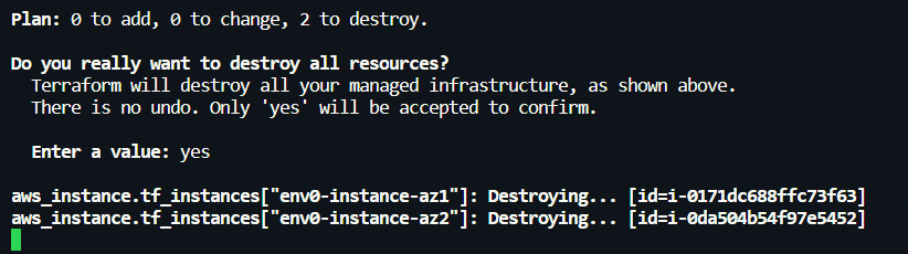 we are prompted to confirm these changes that will be made to our infrastructure