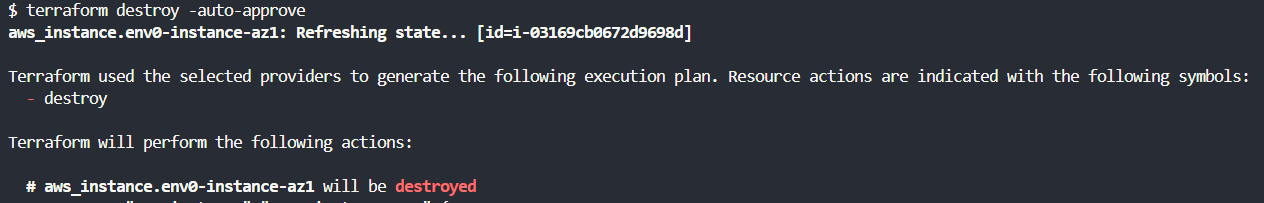 Terraform destroy -auto-approve