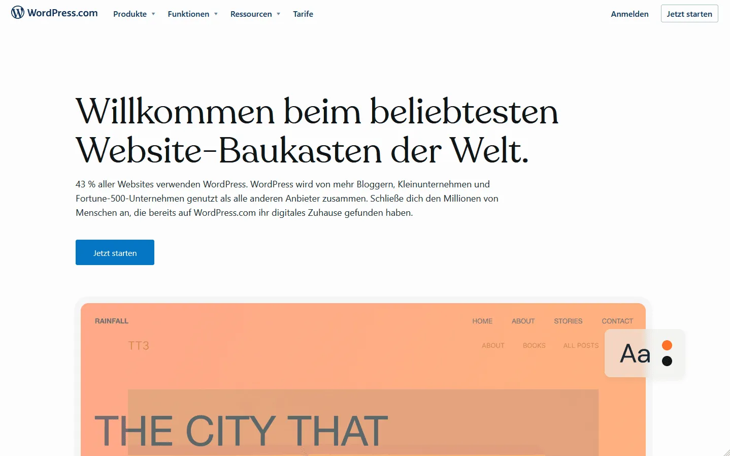 Hero Sektion von WordPress