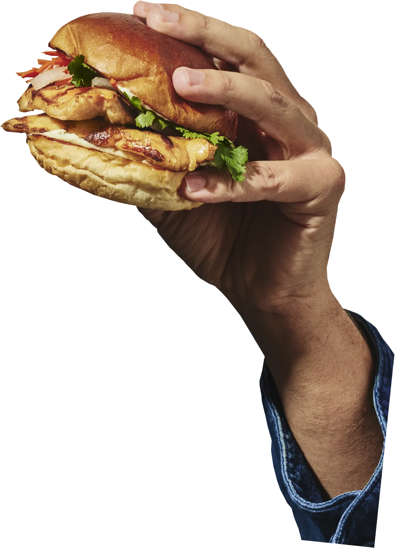 hand holding a burger