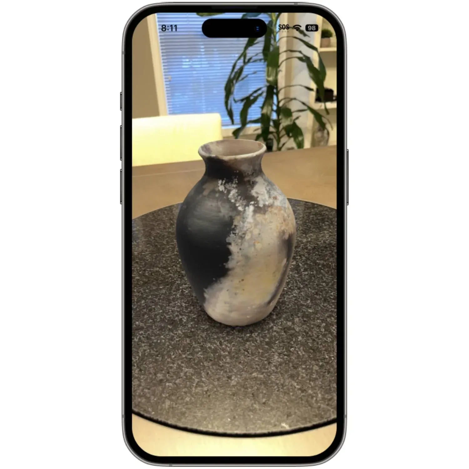 Cell phone showing a vase