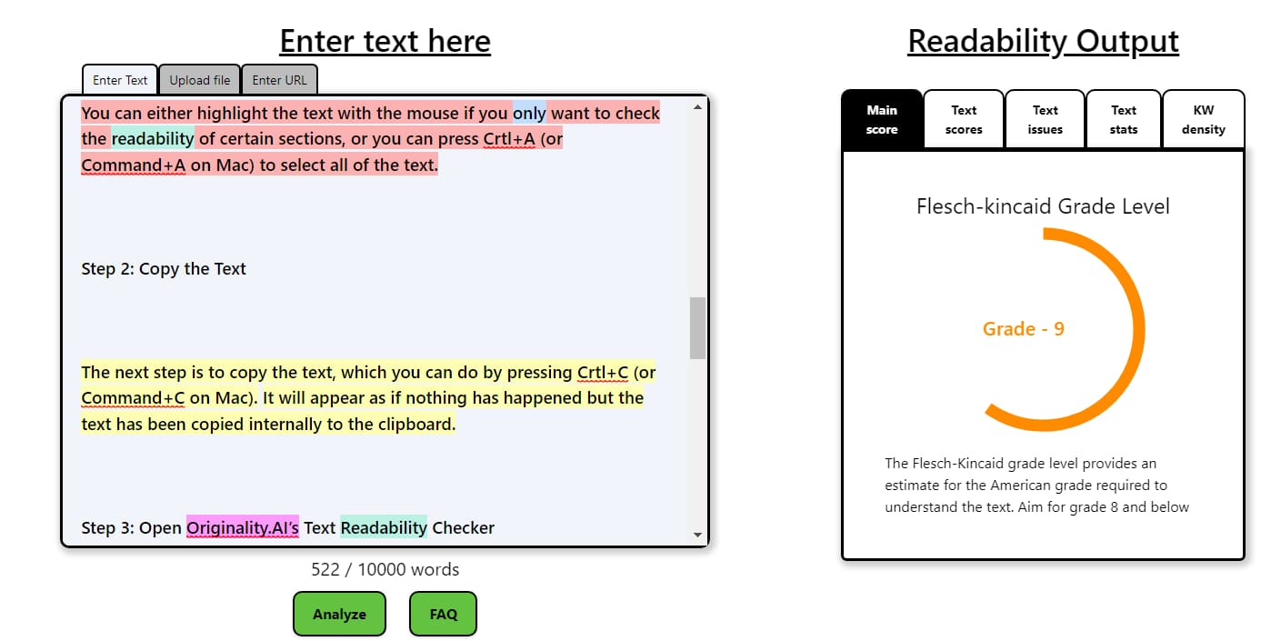 Analyze Readability of a Google Doc