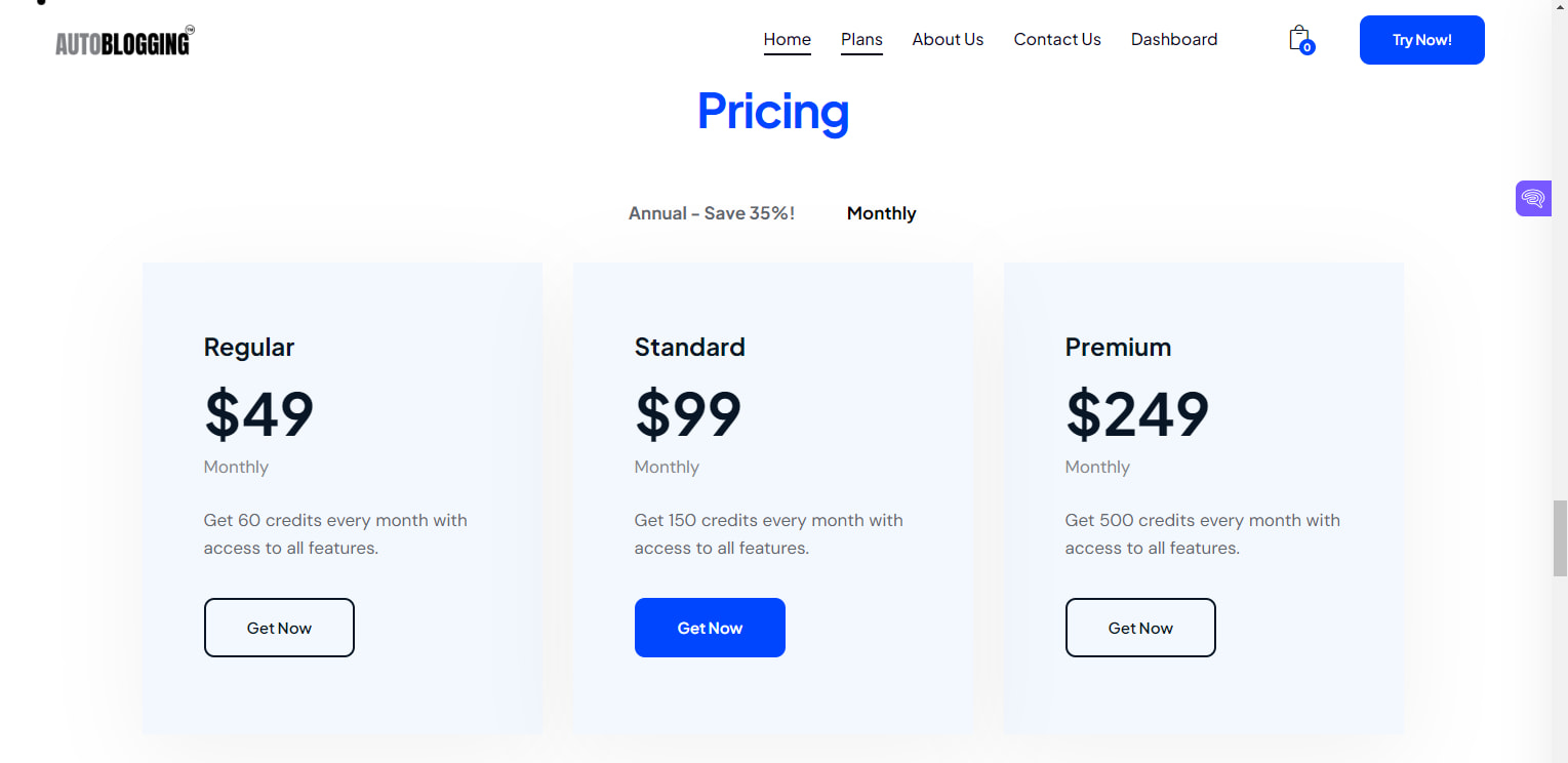 Autoblogging AI Pricing Plans