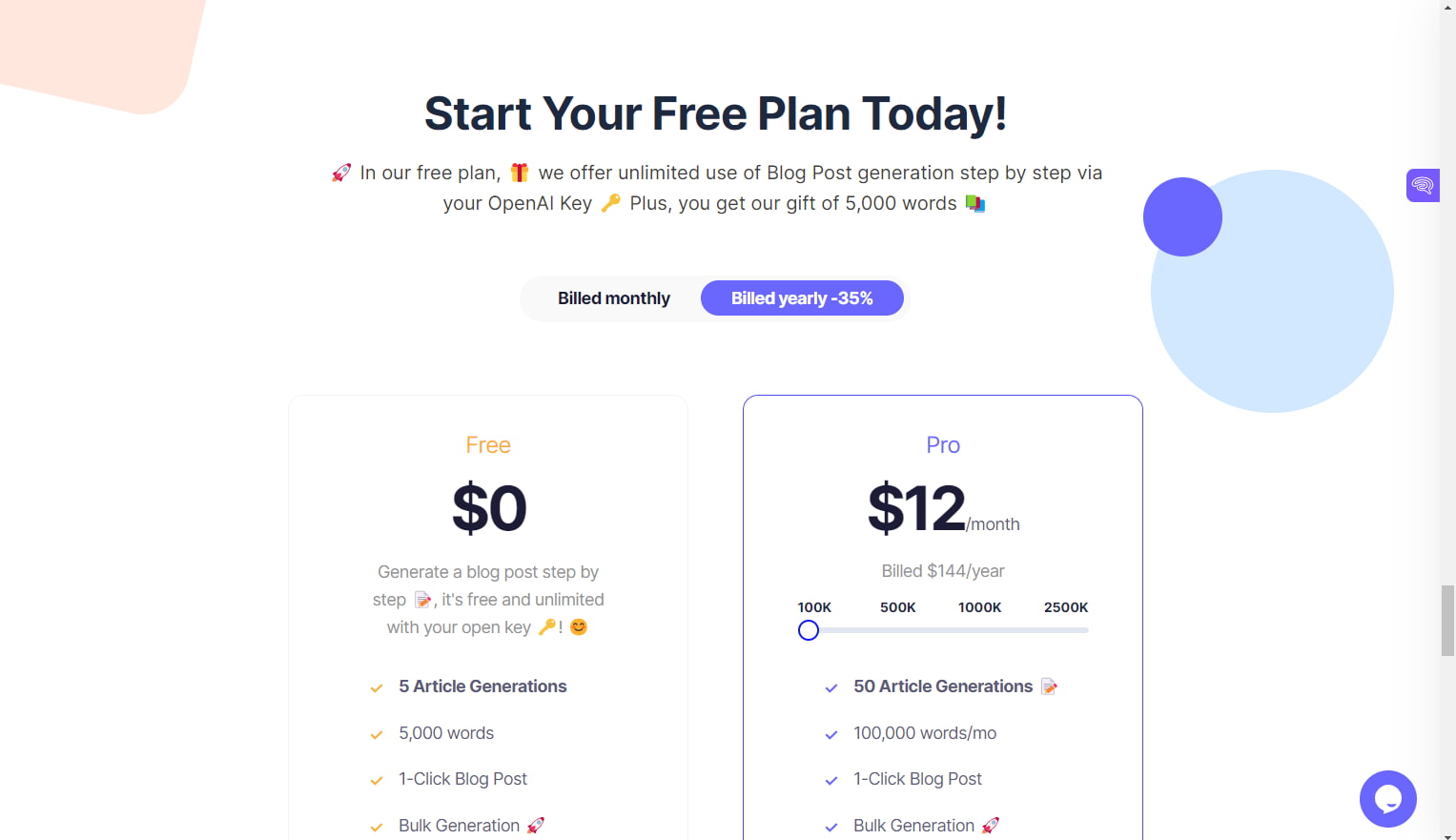 SEOWriting AI Pricing Plans