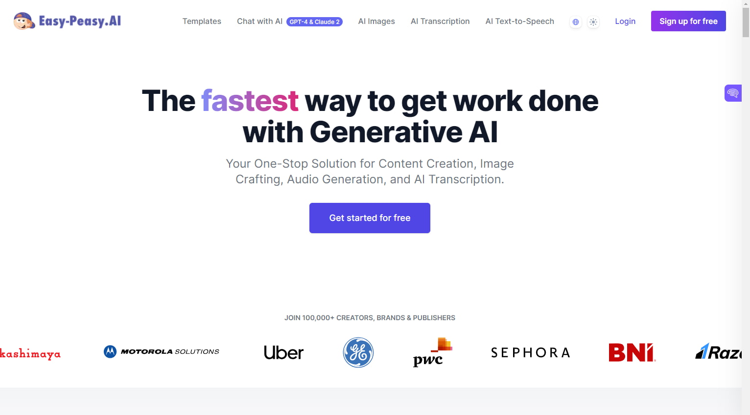 Easy-Peasy AI Landing Page