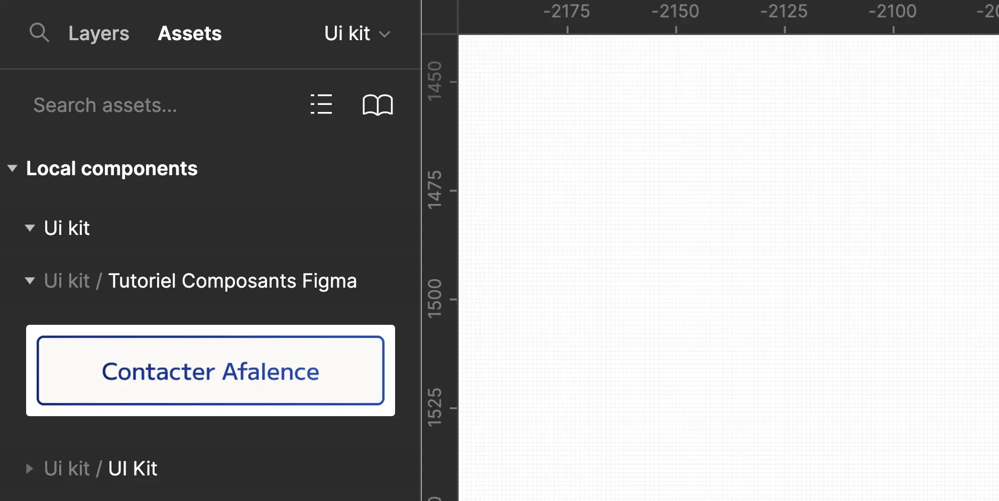 the button created shown into the "assets" part of Figma