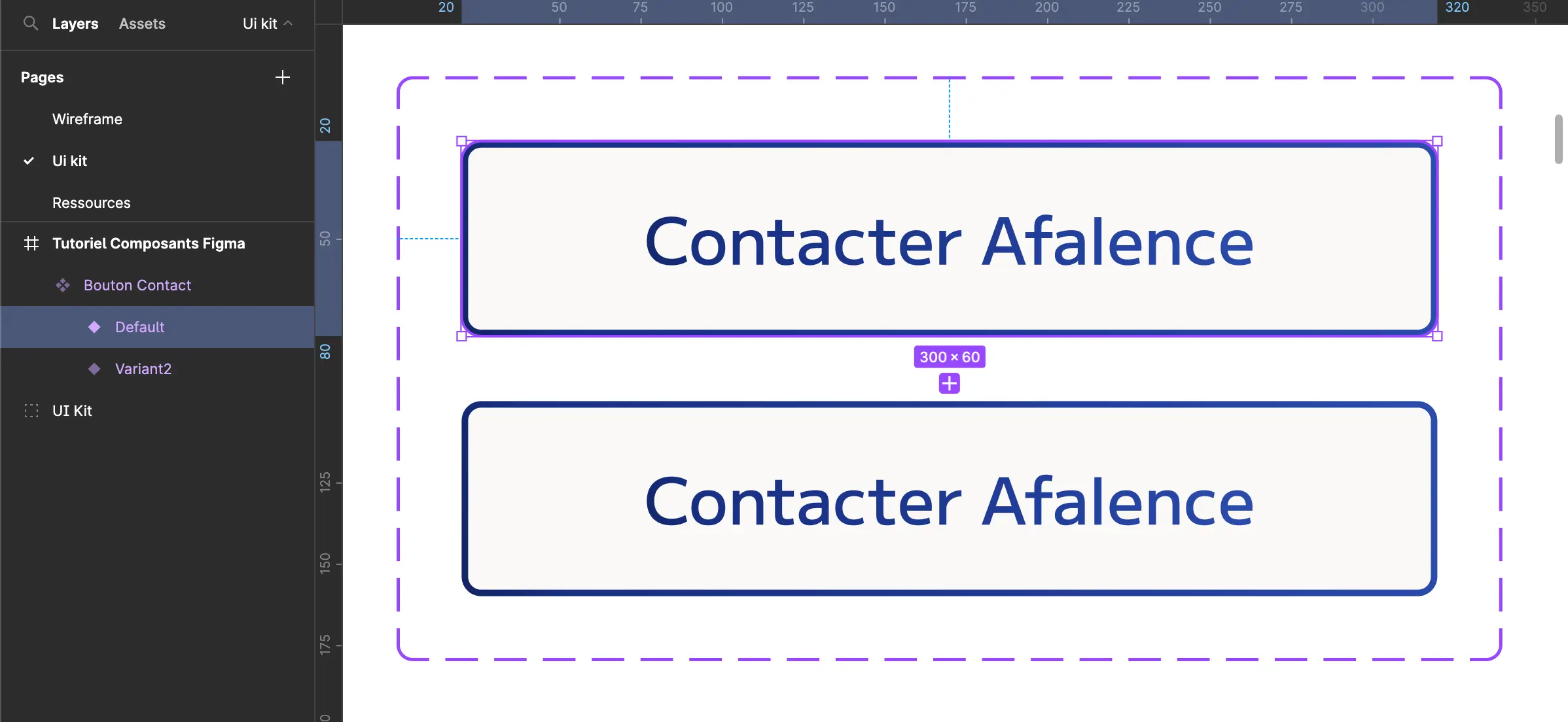 the component with the default and its variant shown