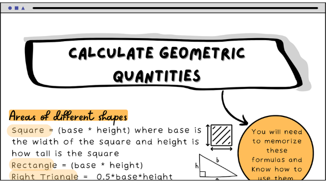 Calculate geometric quantities study guide