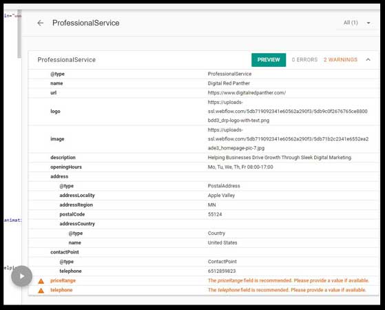 test schema markup with google structured data testing tool