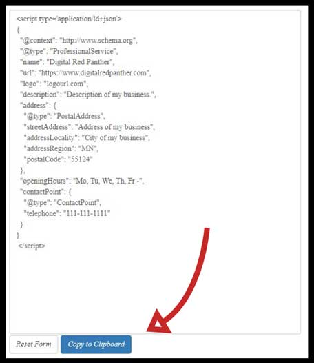 Copy the schema markup code