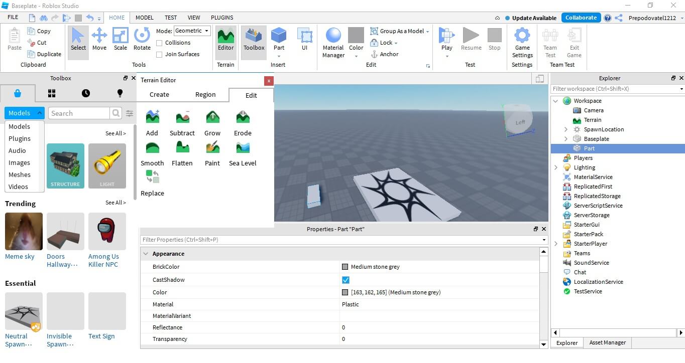 Создание своей игры в Roblox Studio