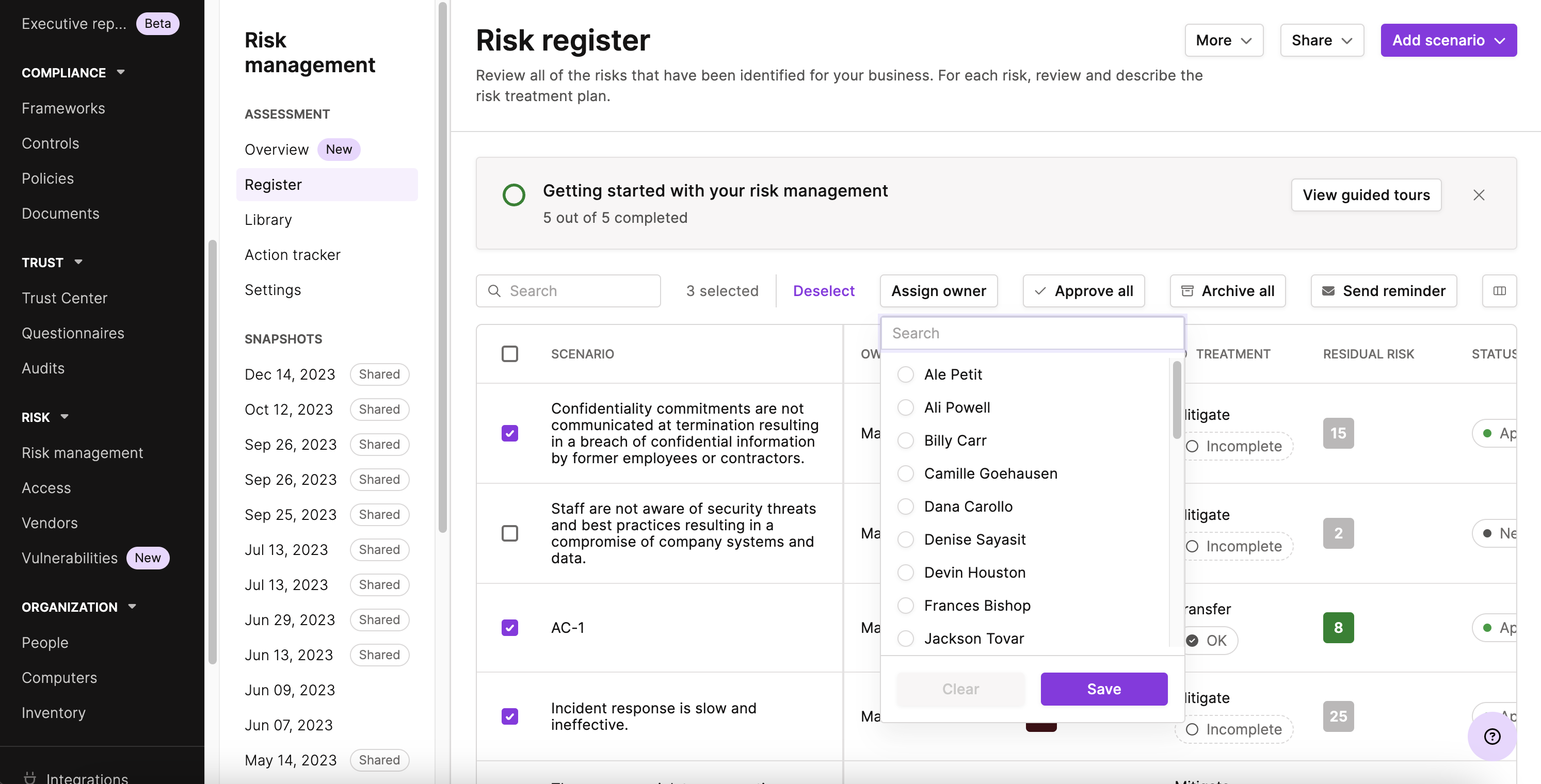 Vanta Risk Matrix New in Vanta | January 2024