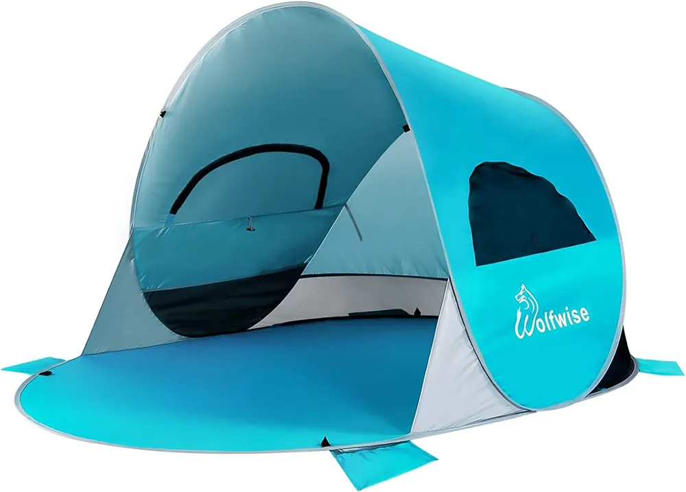 Teal Wolfwise flexible and lightweight beach tent for babies