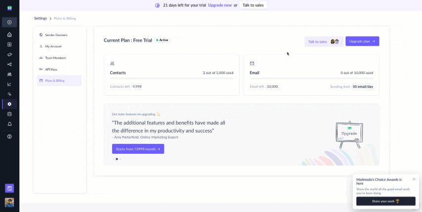 A GIF that shows RevenueHero’s in-app meeting scheduling on Mailmodo. 