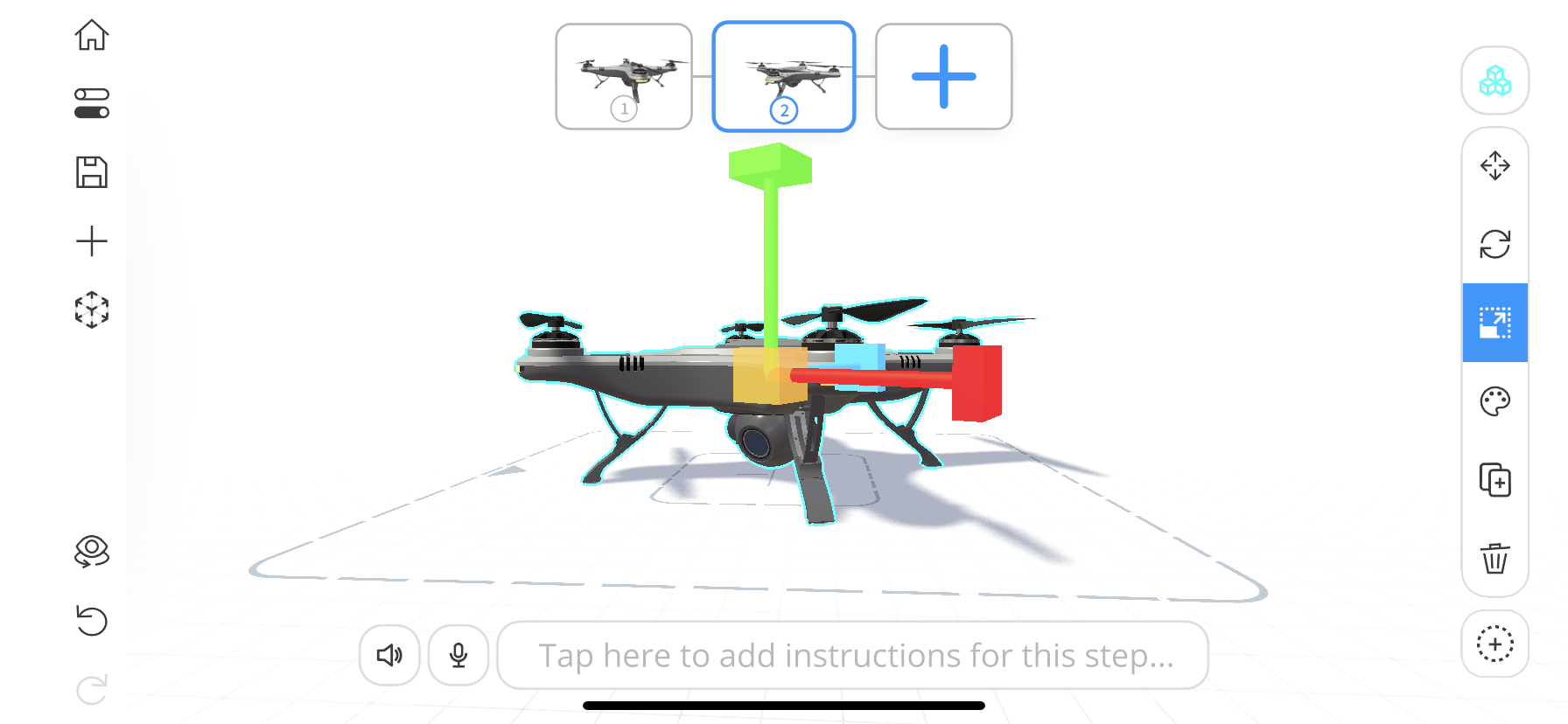 Resizing an object using the scale gizmo on JigSpace iPhone app