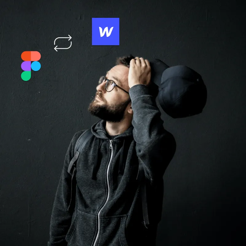 Designer pondering the Figma Webflow workflow