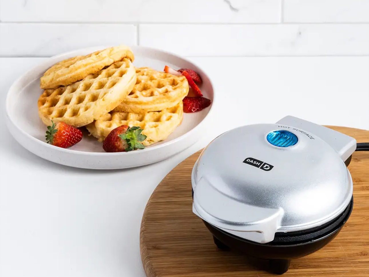 Mini waffle maker in the kitchen. 