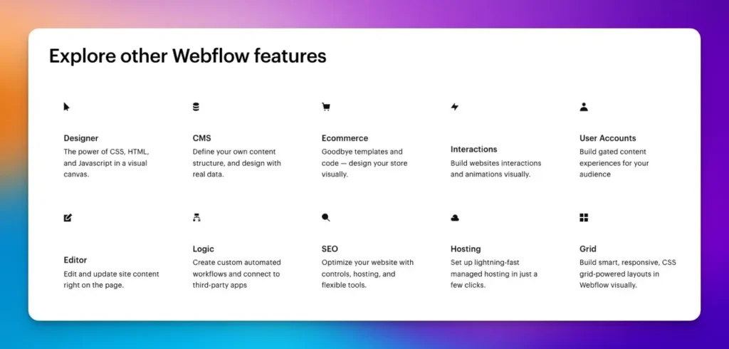 Webflow features