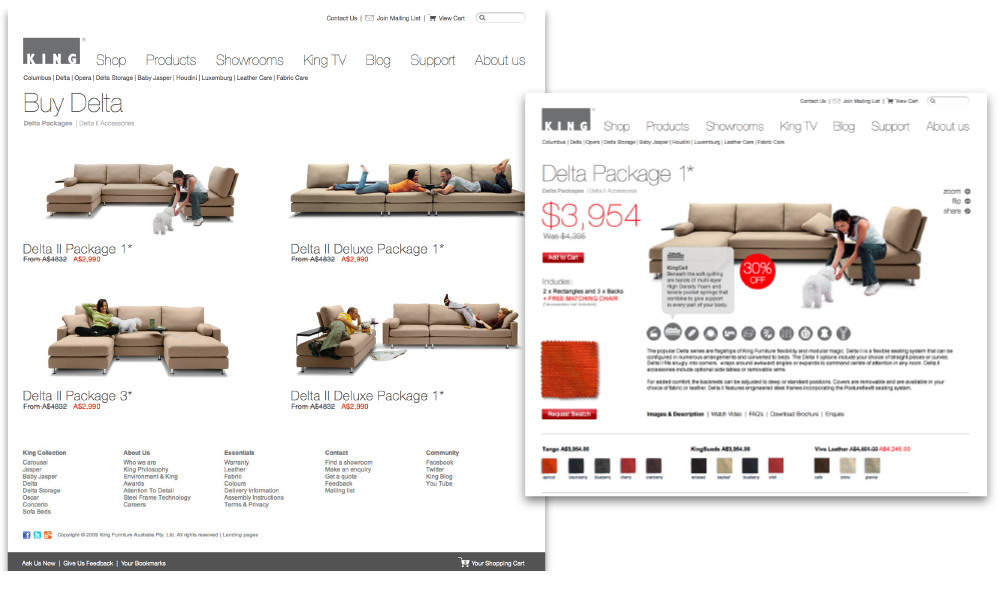 King Furniture (legacy) UX UI Design Sydney