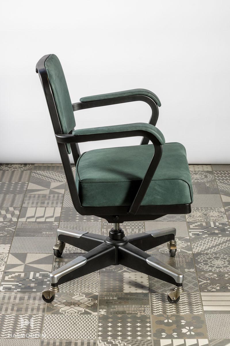 Metal and Leather MidCentury Office Chair, Emeco HasModern
