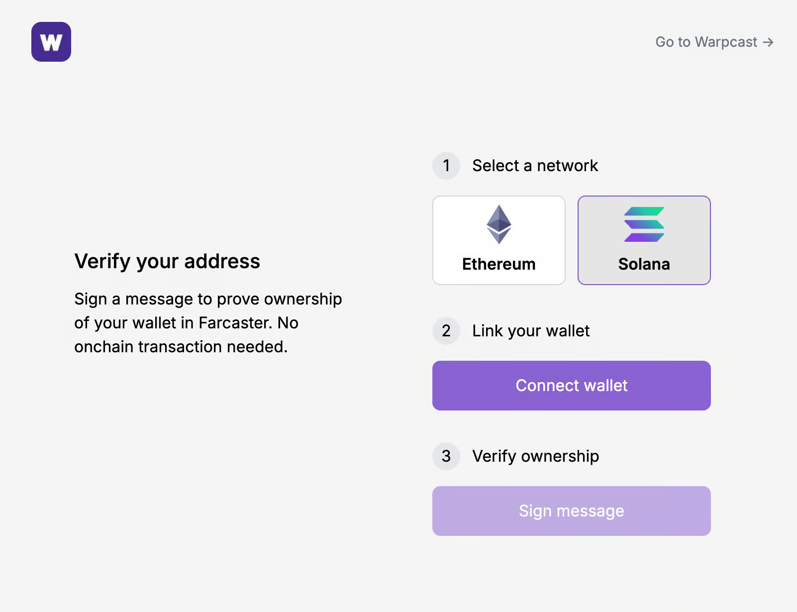 Verifying a Solana address on Farcaster