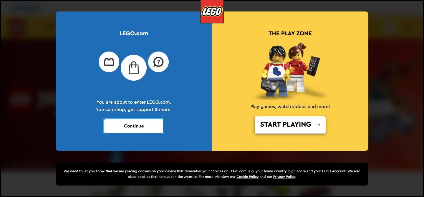 Lego popup overlay