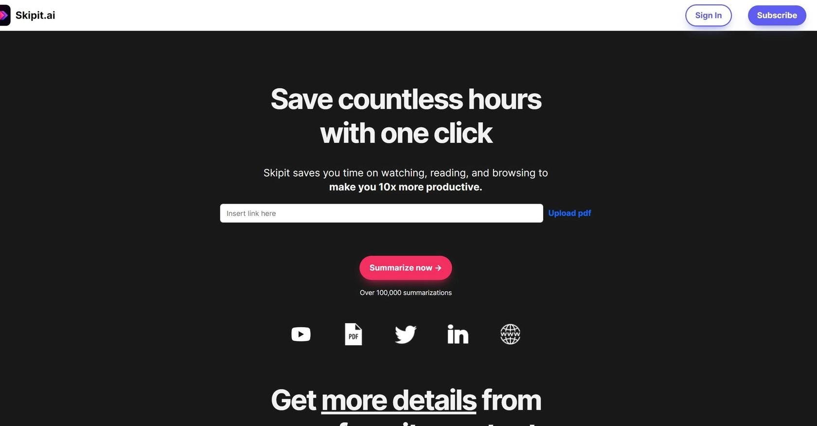 Skipit ai summarizer explore 10 000 ai tools explore best