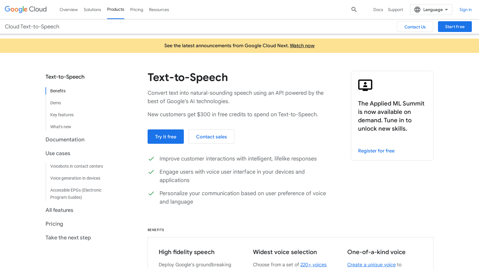 Google cloud text to speech customer support explore 10 000 ai