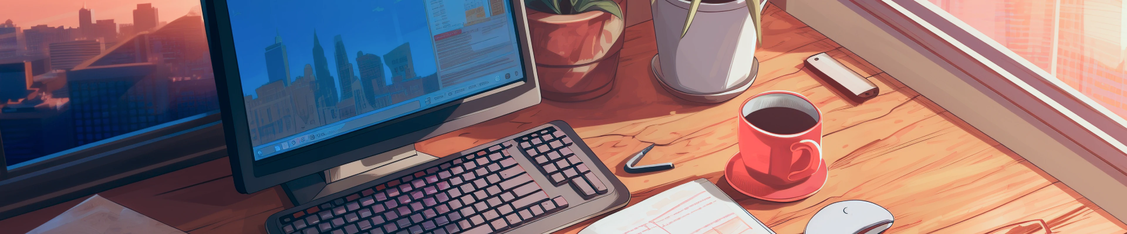 Illustration of, laptop, notebook, person reading