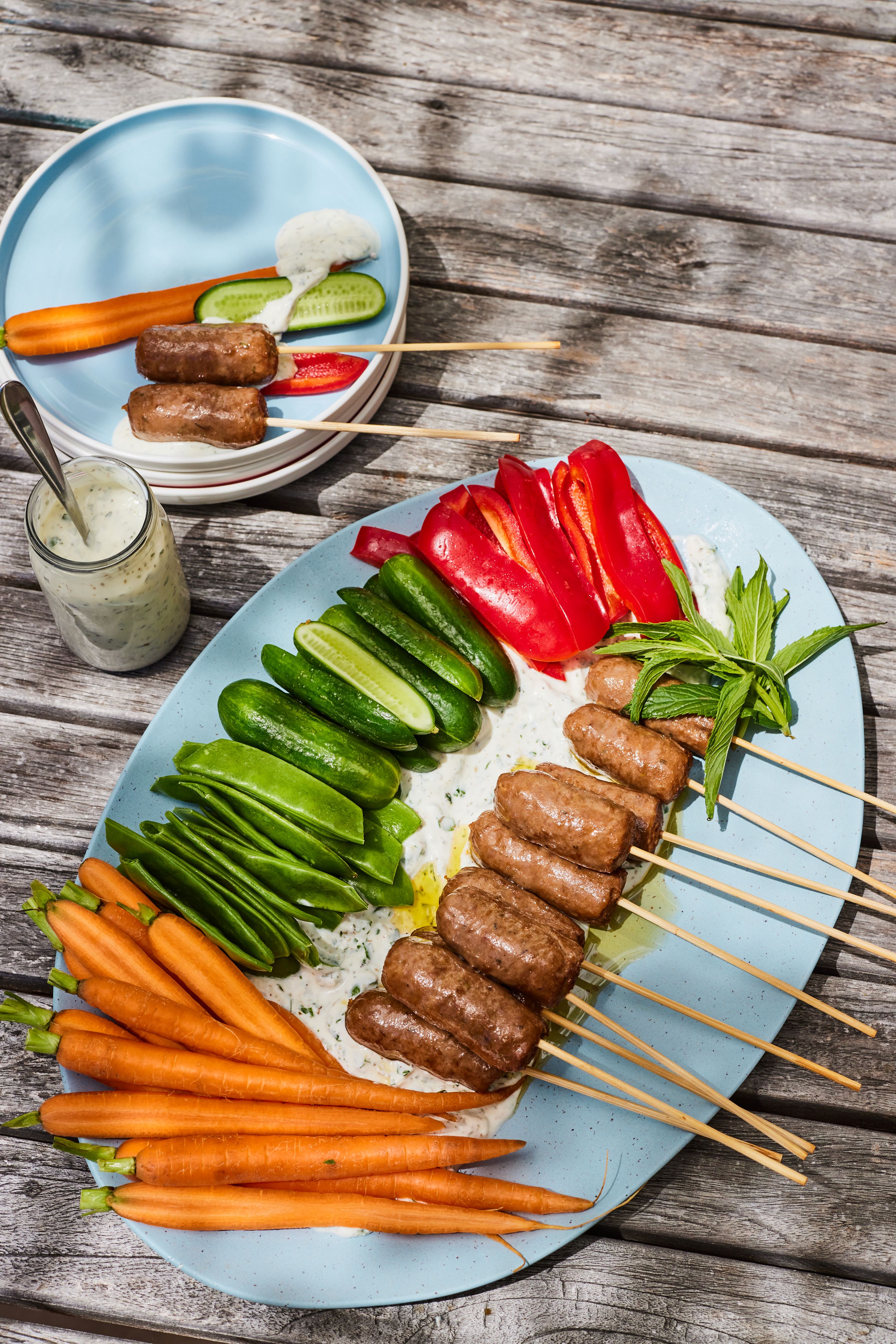 Kate Flower's Snacking Platter of Rosemary and Garlic Sausage Koftas
