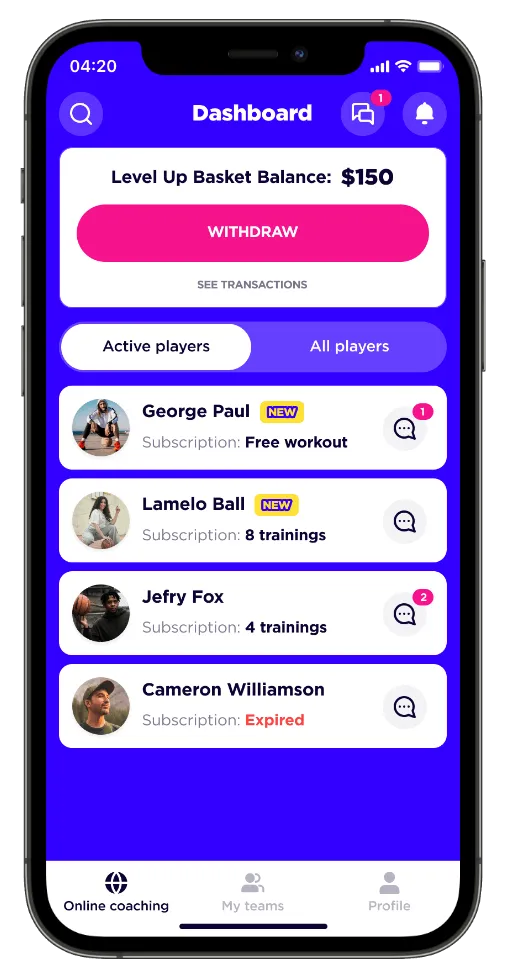 Level Up — Basketball Training App for Players & Coaches