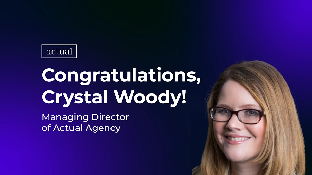 Image featuring Crystal Woody, Managing Director of Actual Agency, announced by Millwright Holdings. Text overlay reads: 'Millwright Holdings Announces Crystal Woody to Lead Actual Agency as Managing Director.