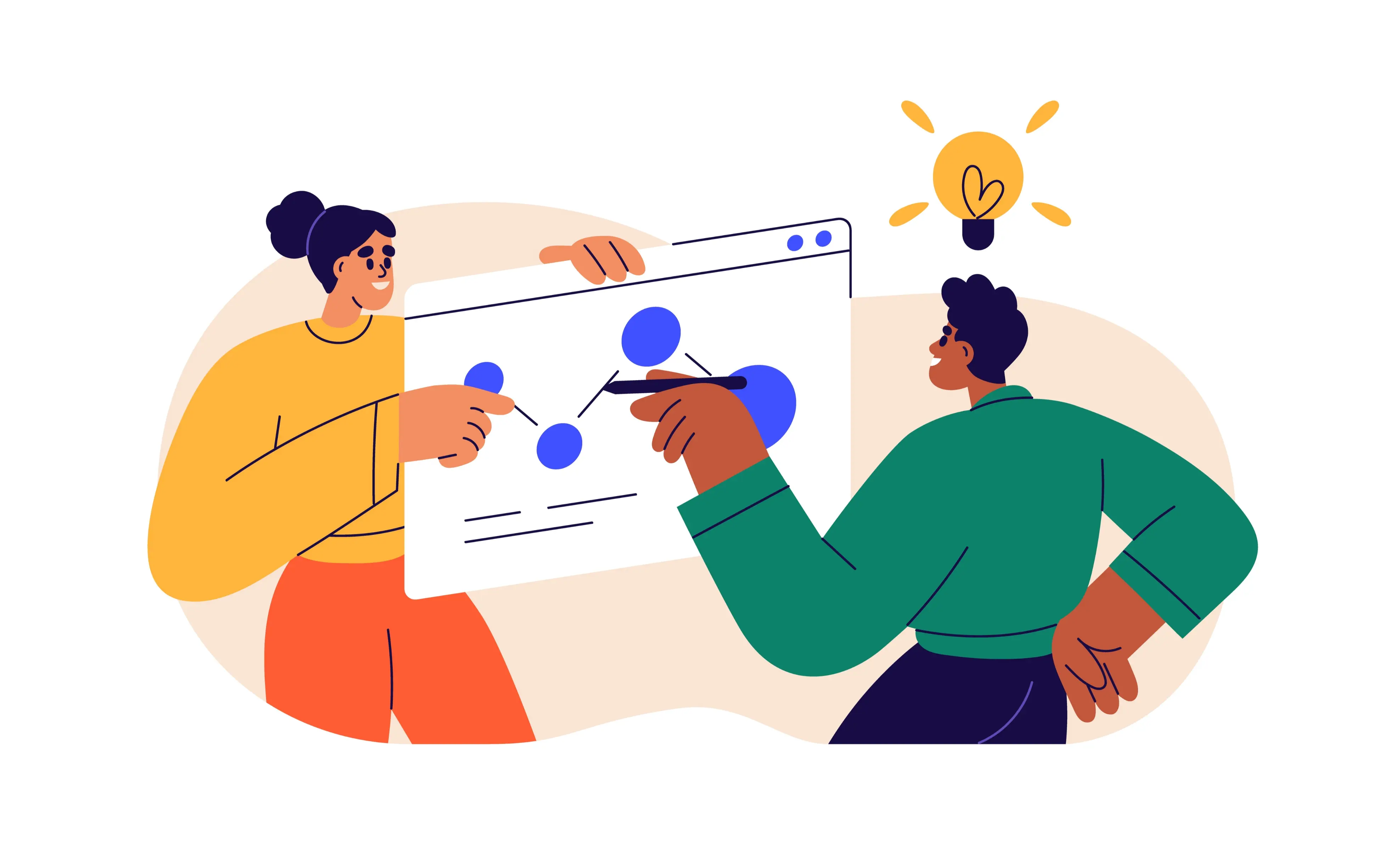 employees looking at data