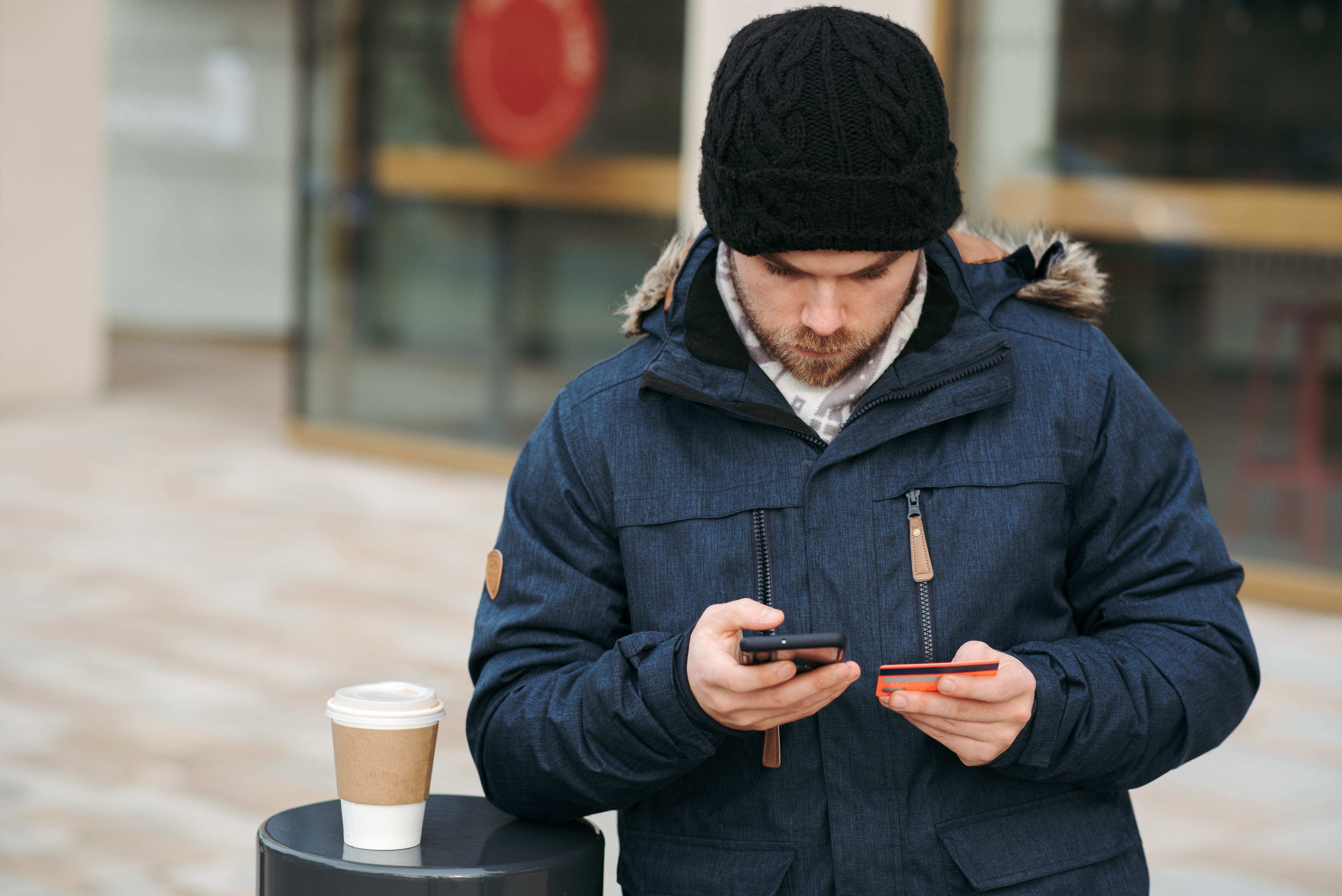 person using mobile for banking