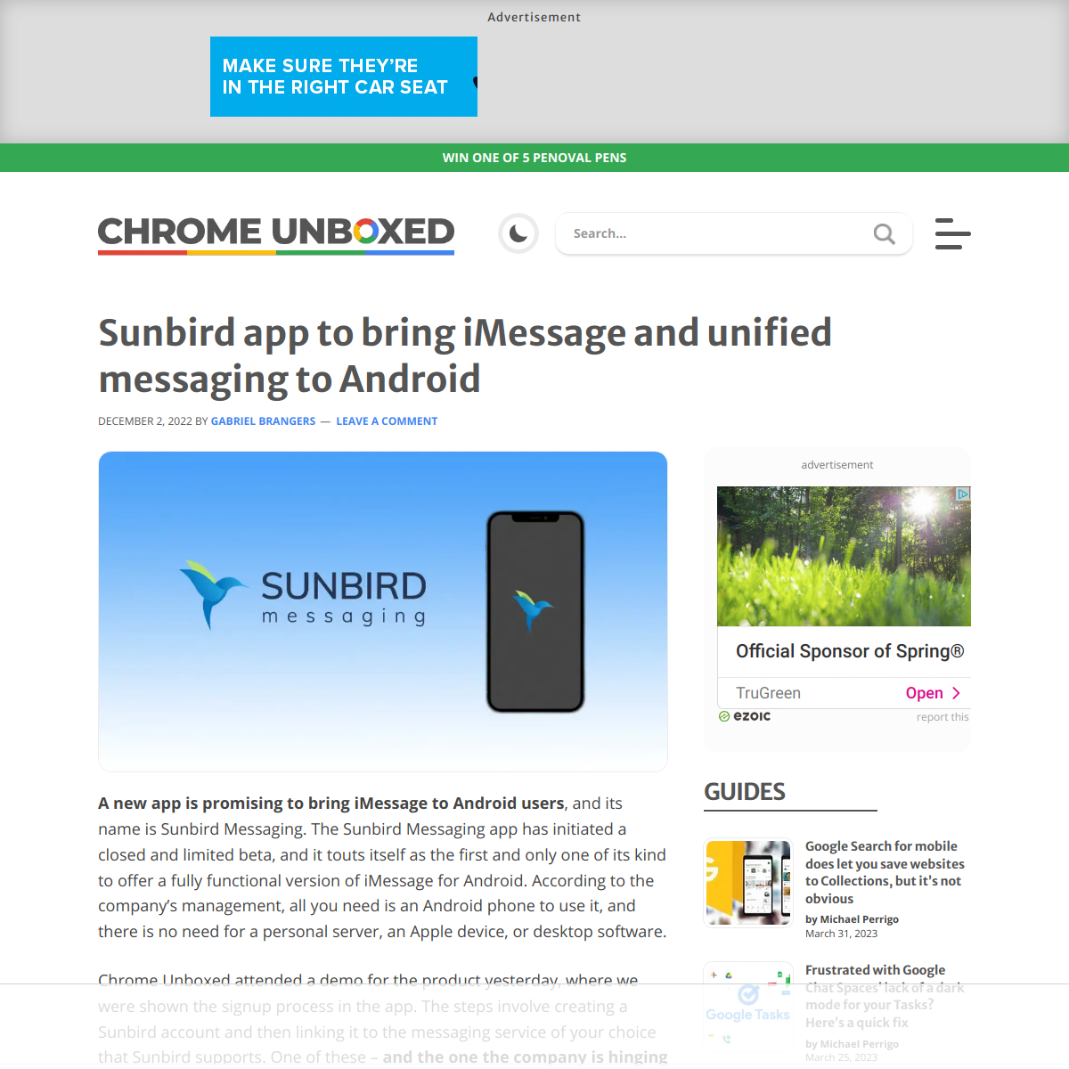 Chrome Unboxed highlights the Sunbird app's aim to bring iMessage to Android devices, potentially providing a seamless messaging experience for users of different platforms.
