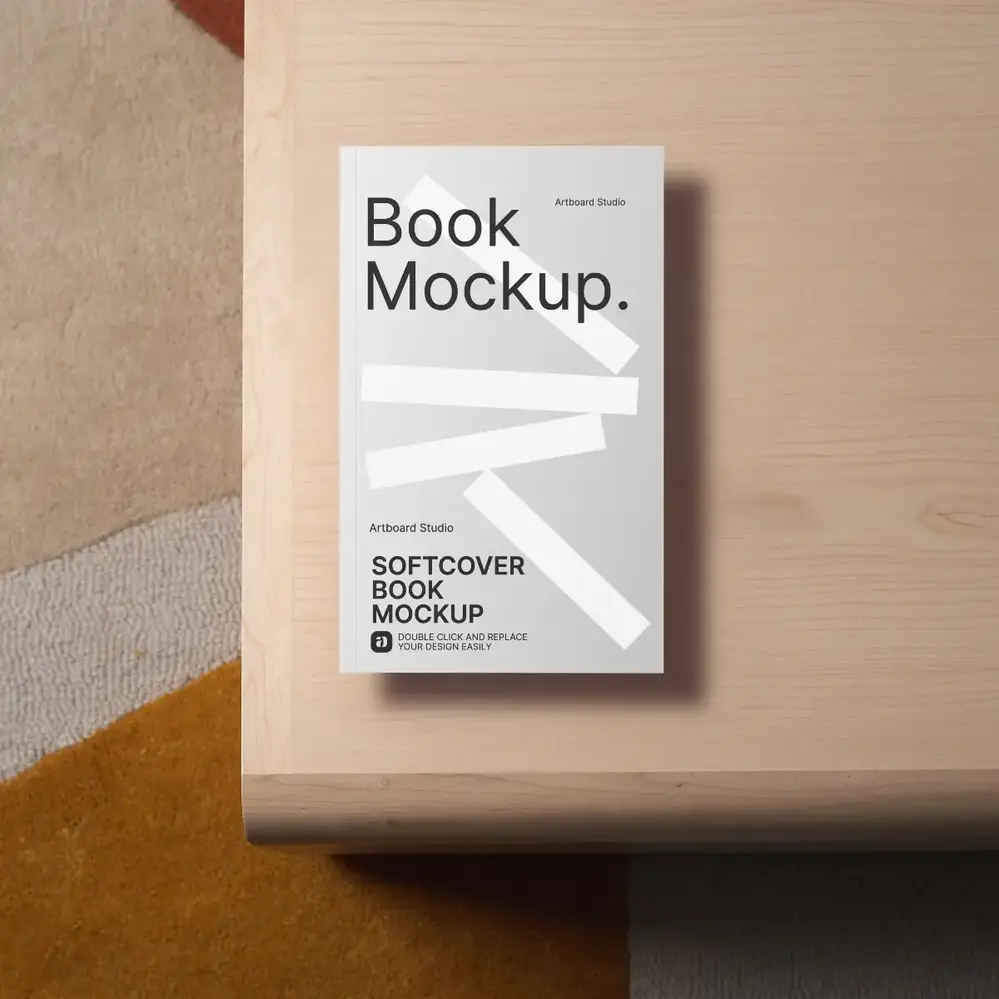 Softcover Book Cover Mockup On Table