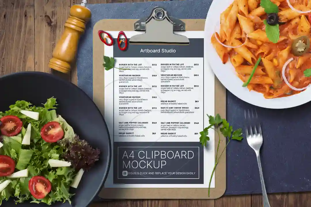 Restaurant Menu Mockup With Food Props — Mockup Zone